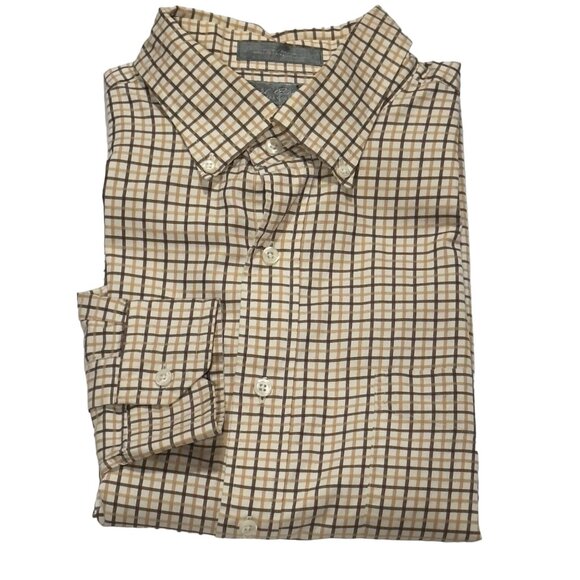 Daniel Cremieux Signatures Collection Men's Shirt Cotton Brown Plaid Size XL - Picture 1 of 5